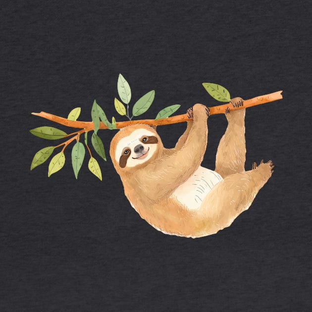 Kawaii Sloth Watercolor by Odd World